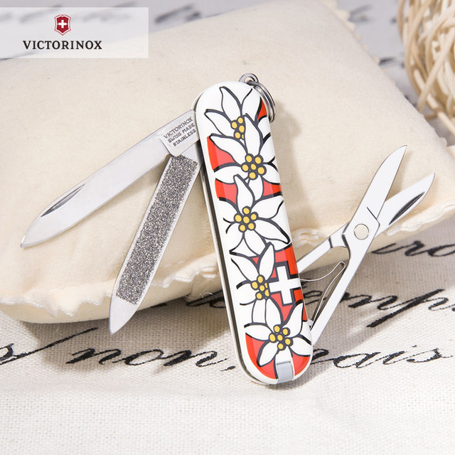 ຕົ້ນສະບັບ Victorinox Swiss Army Knife 58mm model flower 0.6203.840 women's self-defense folding knife counter ທີ່ແທ້ຈິງ