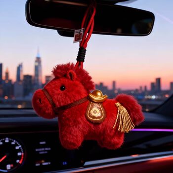 [Get Rich Soon]Year of the Horse Car Hanging Ornament 2026 New Year Decoration Lucky Charm Festive New Year Greetings