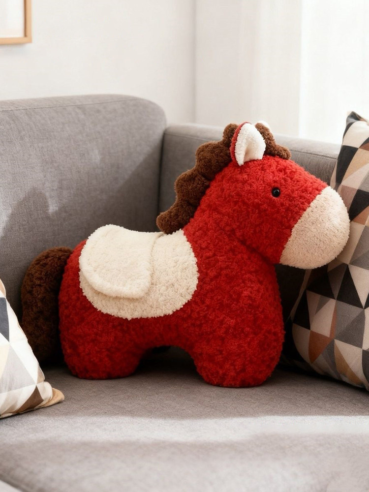 Year of the Horse Pillow, Special-Shaped Plush Toy, Sofa Living Room Decoration Ornament, Small Bmw Pillow Gift