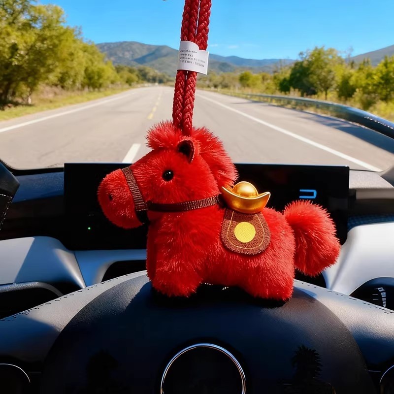 [Get Rich Soon]Year of the Horse Car Hanging Ornament 2026 New Year Decoration Lucky Charm Festive New Year Greetings