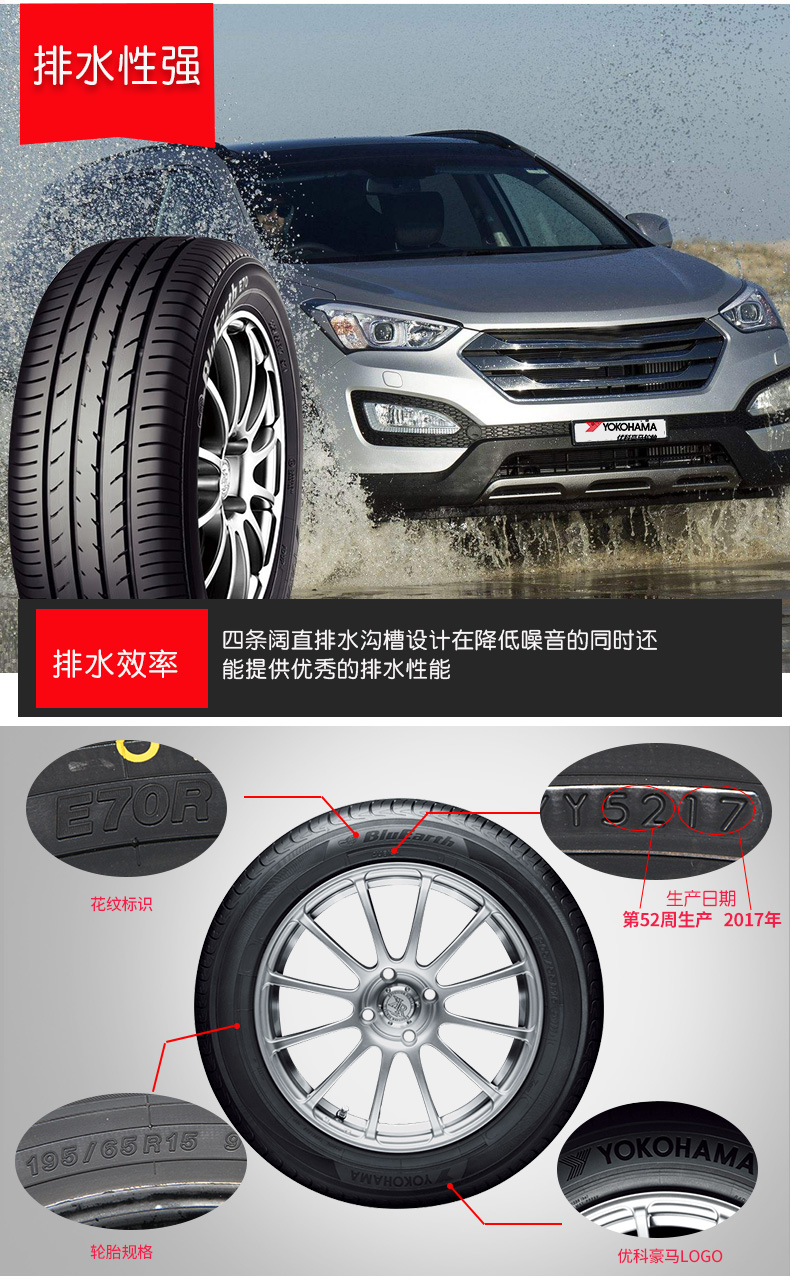 Lốp xe Yokohama (Yokohama) 195 / 65R15 91H E70R cho Toyota Corolla - Lốp xe lốp xe ô tô 14 inch
