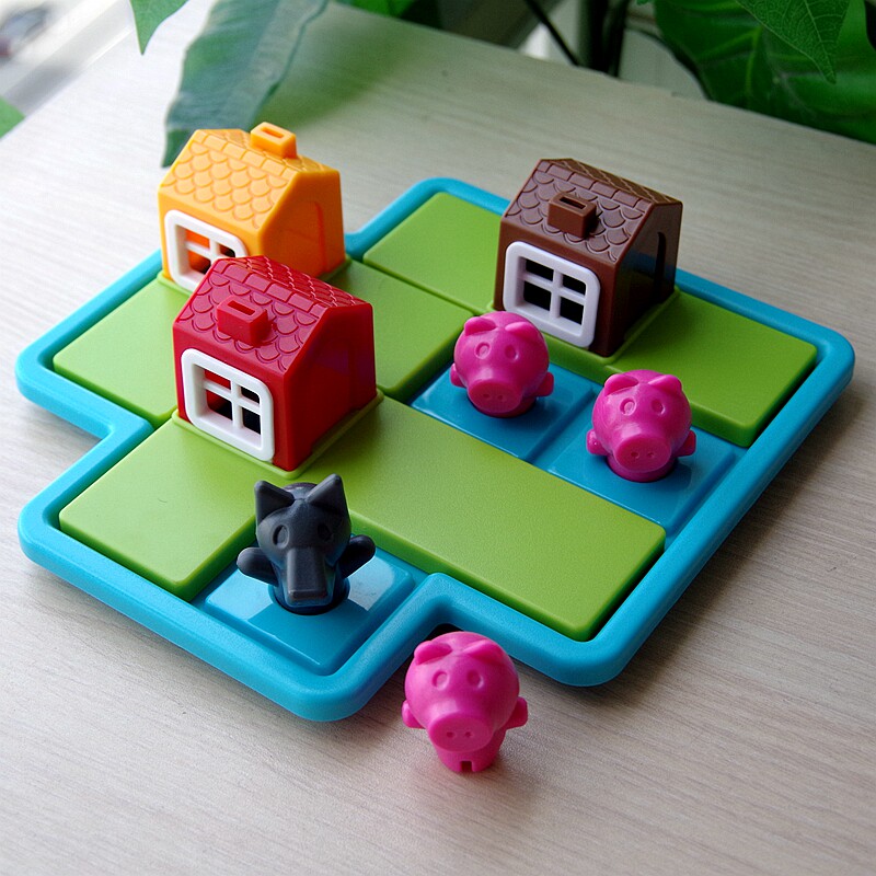 Three small pig babies puzzle toy puzzle Puzzle Parenting Table Tours Early Teach Wisdom to develop Brain Logic Thinking Training