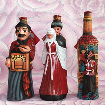 Russian imported red wine Georgian painted pottery porcelain bottle dry red wine nightclub foreign wine cabinet ornaments
