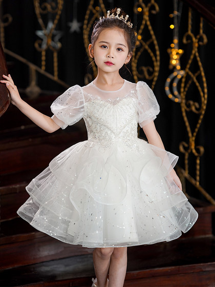 女童礼服公主裙儿童高端花童婚纱轻奢小众小女孩主持人钢琴演出服