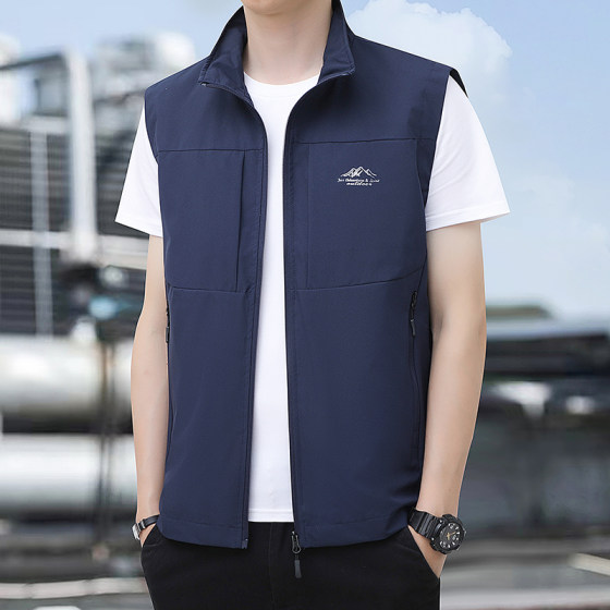 马甲男春秋户外工装摄影宽松背心钓鱼多口袋速干坎肩马夹男装外套