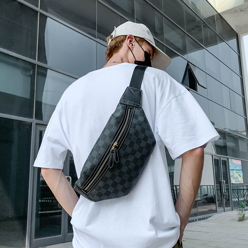 Tide-card plaid retro small bag genuine leather men's single shoulder diagonal satchel bag 100 hitch-to-shoulder bag for men's purse