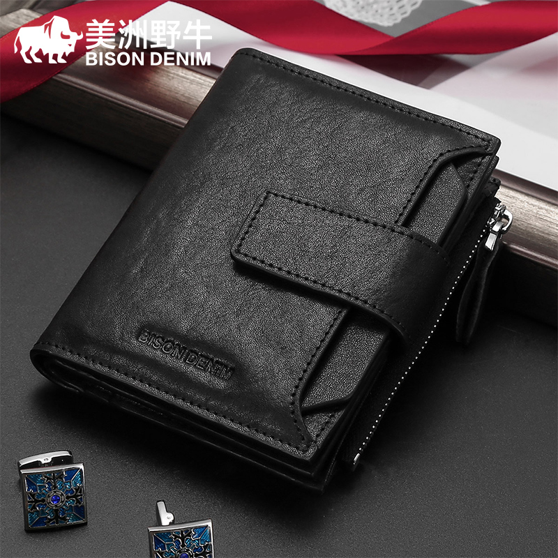 American Bison Genuine Leather Men's Wallet Short Coin Purse Outer Leather Cowhide Wallet 2026 New Multi-Card Slot Wallet American Bison Genuine Leather Men's Wallet Short Coin Purse Outer Leather Cowhide Wallet 2026 New Multi-Card Slot Wallet