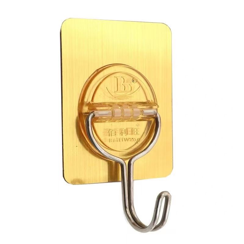 Baileywang Strong Hook Punch-Free Sticky Hook Wall Transparent Gold Traceless Dormitory Wall Hook Nail-Free Load-Bearing
