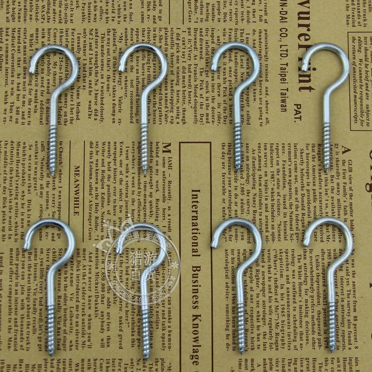 18 threaded iron hooks Wood screw hooks Sheep's eye light hooks Curtain hooks Iron hooks Open loop hooks