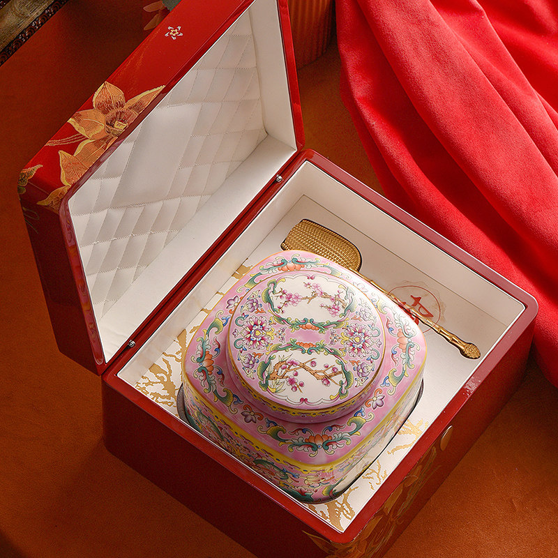High-end Enamel Color ceramic Piano Baking Lacquered Wood Box Tea Packaging Box Empty Gift Box Flower Tea Sealed Jar Custom Logo-Taobao
