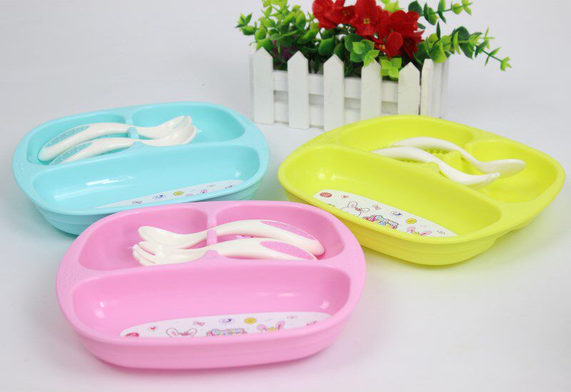 Children Dinner Plate Plastic Cutlery Sets Creative Home Kids Kindergarten Students Canteen Sub dinner Dinner Plate Bowl separation