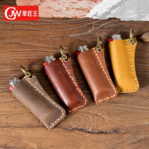 Creative retro crazy horse leather lighter holster disposable electronic lighter leather protective cover anti-collision anti-fall and explosion-proof