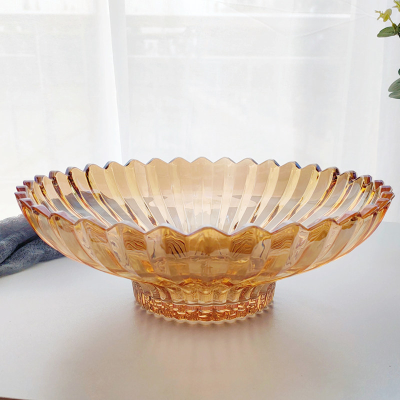 Creative Eurostyle Light Extravagant Crystal Glass Fruit Tray Home Living Room Big Number Dried Fruit Snack Plate Advanced Sensation Pendulum