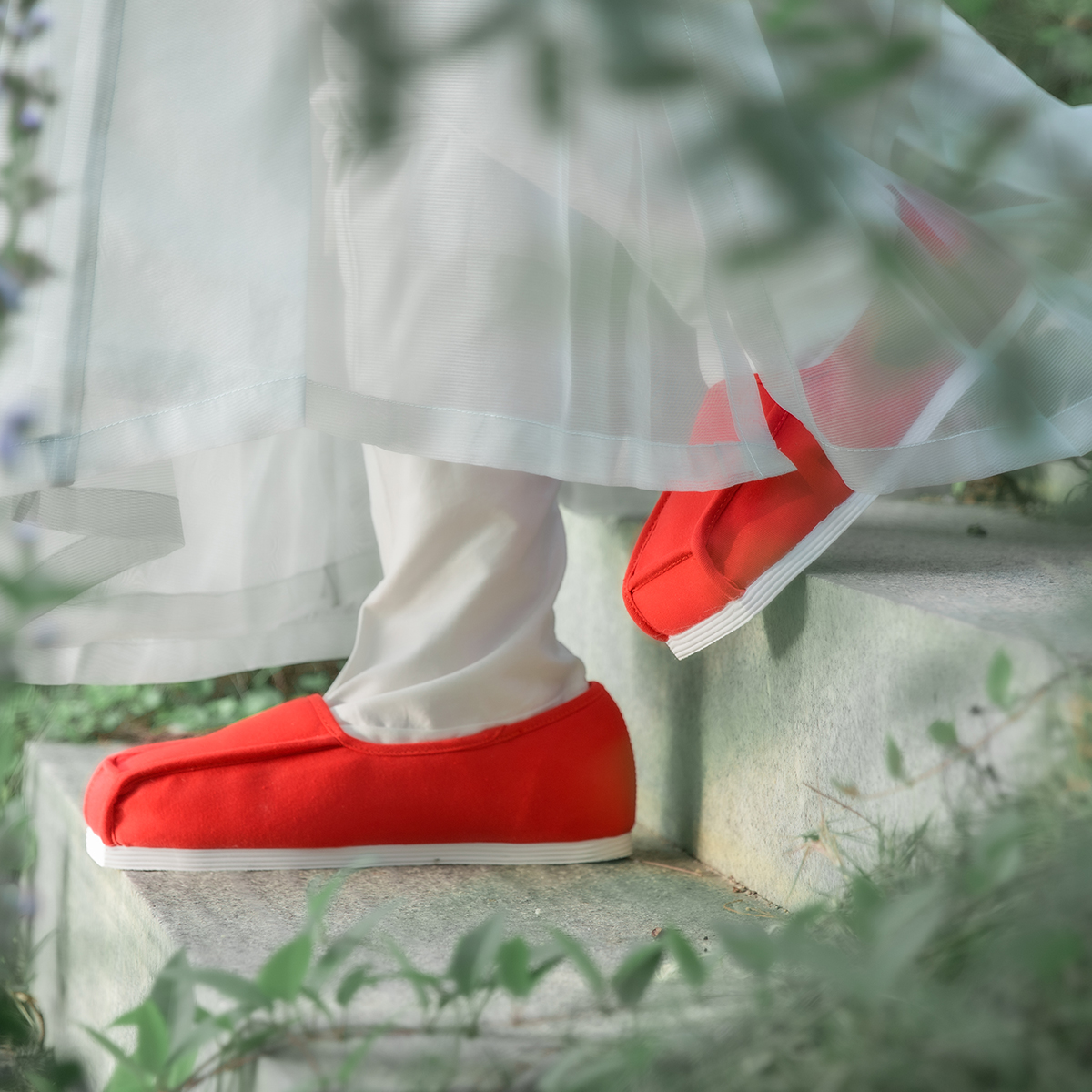 Hanfu Shoes Men's Wuyi Lane Restoration Flat Head Waterproof Square Toe with Crewneck Robe Summer Song Ming Master Shoes