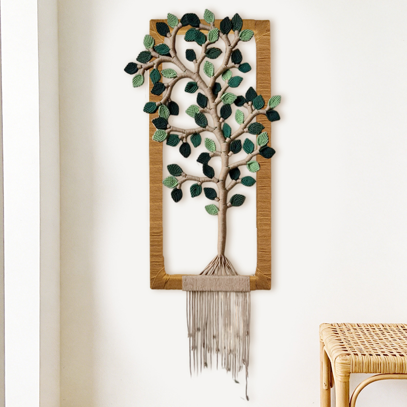 Hand-Woven Tree of Life Dream Catcher Leaves Home Wall Decoration Tapestry Hanging Ornament Guesthouse Living Room Tassel