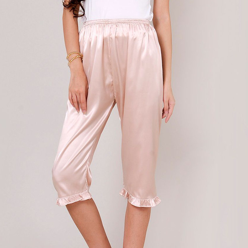 Sleepers Silk Loose Patients Simulation Silk Comfortable Seven-Son Trousers Lady's Home Pants