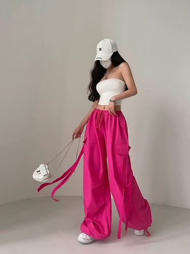 Штаны, повседневные брюки, в американском стиле, свободный крой, на шнурках