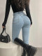 YoungGirlDay European and American style hot girl high-waisted tight-fitting thin buttocks small feet elastic pencil pants jeans women