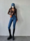 YoungGirlDay Europe and the United States high-waist skinny skinny buttocks elastic plus velvet thickened skinny jeans pencil pants