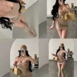 Сексуальные шерстяные вставки в бюстгальтер, платье, мини-юбка, с акцентом на бедрах