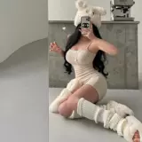 Сексуальные шерстяные вставки в бюстгальтер, платье, мини-юбка, с акцентом на бедрах