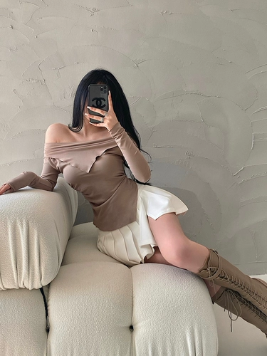 Сексуальный приталенный базовый лонгслив, футболка, открытые плечи