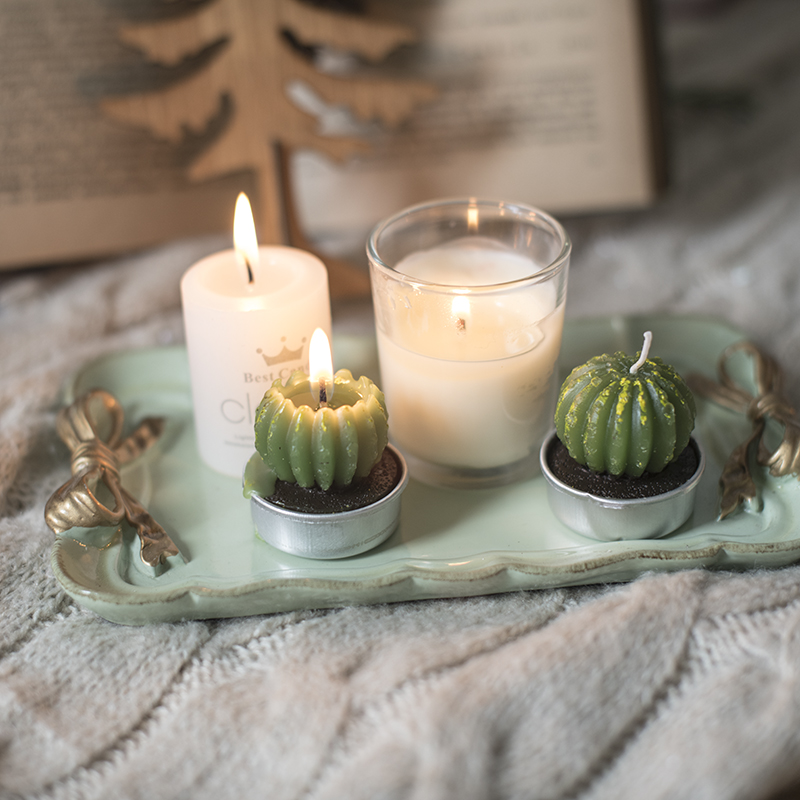 Christmas decoration candlesticks with prickly pear candles Small scented candles Columnar classic candles