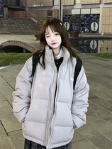 RPB BRAND solid color seal white duck down down jacket couple short loose stand-up collar jacket winter bread suit