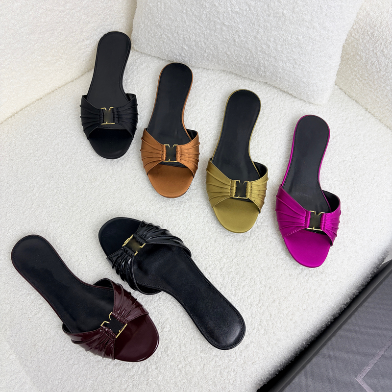 Yangshulin New Black Flat Genuine Leather Women's Sandals Open-Toe Versatile Round-Toe Metal Buckle Outdoor Sandals for Women