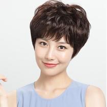 Wig woman short hair live-action hair Sziliu Hai middle aged mother 2022 new pop natural breathable full headgear
