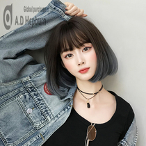 Wig Lady Short Hair Wave Student Head Round Face Whole Top Sleeve Emulation Gradient Internal Buckle Straight Hair Summer Full Headgear Style