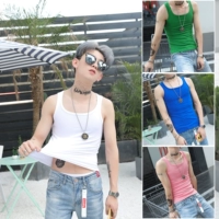 Mùa hè mới nam vest màu cotton rắn phiên bản Hàn Quốc của áo sơ mi thể thao bó sát thời trang áo khoác nam thu đông