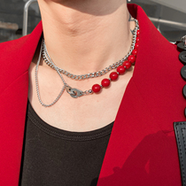 Double necklace male Chaodins hip-hop Hip Hop design Sensation Niche without gender chain Male And Female Splicing Personality Accessories