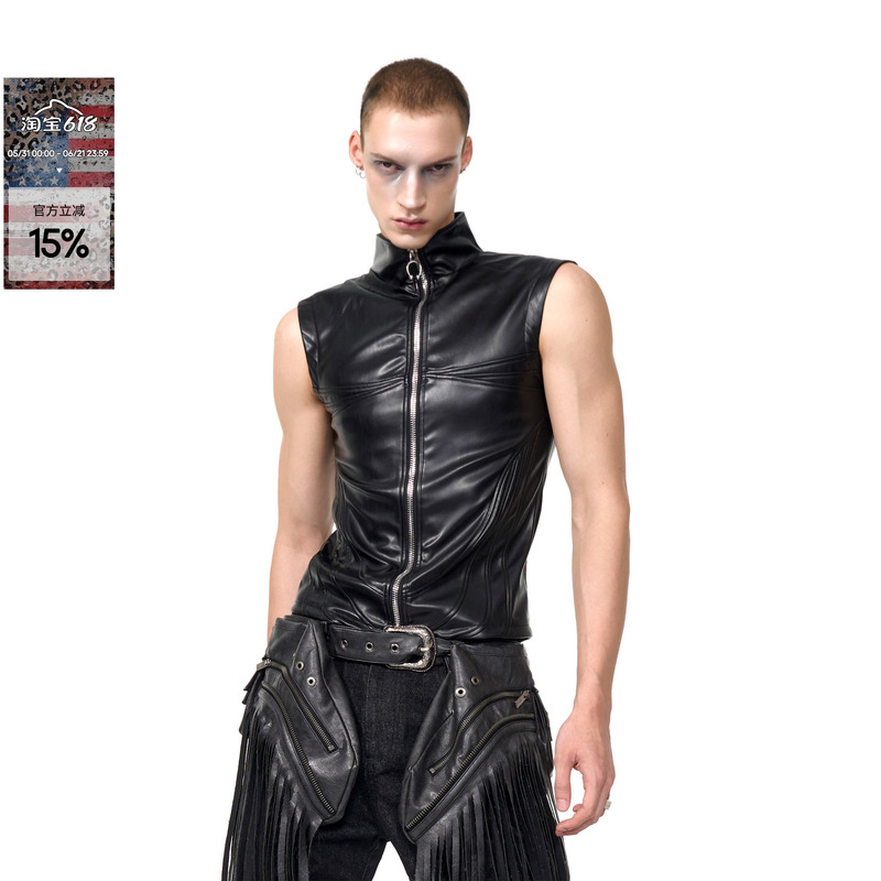 See Black Tight-Fitting Pu Leather Vest Jacket for Men, Autumn Niche Stand-Up Collar Zipper Sleeveless Vest Biker Jacket See Black Tight-Fitting Pu Leather Vest Jacket for Men, Autumn Niche Stand-Up Collar Zipper Sleeveless Vest Biker Jacket
