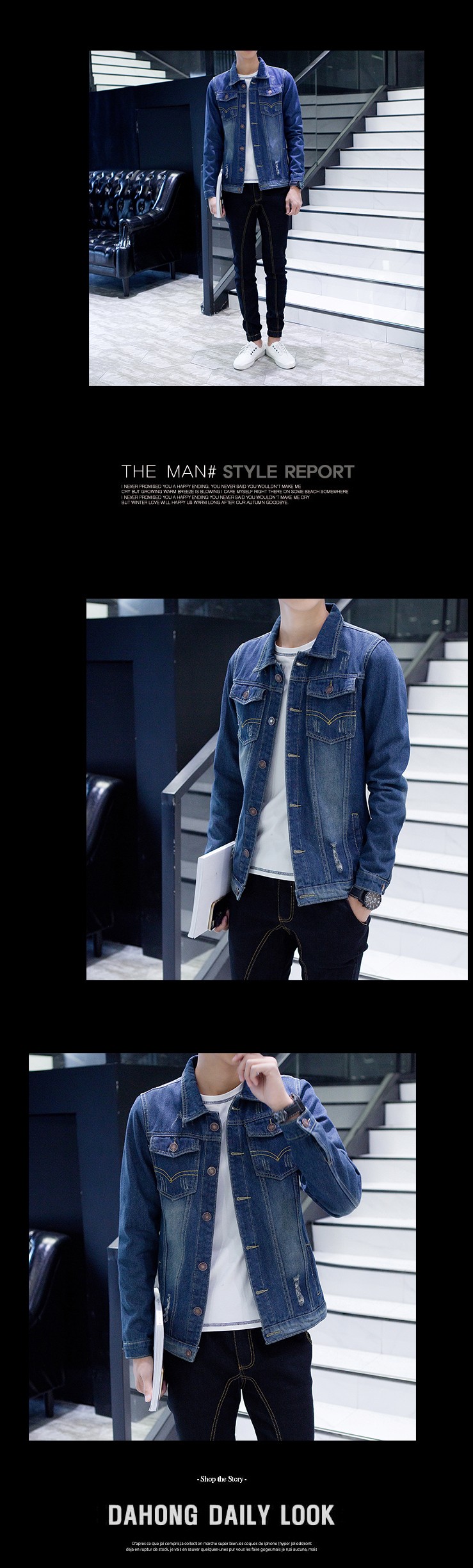 Mùa xuân của Nam Giới Cá Tính Denim Jacket Đẹp Trai Lỗ Áo Khoác Sinh Viên Retro Hàn Quốc Denim Mỏng Tops Xu Hướng