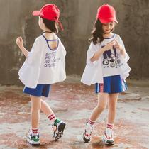 Kids Girls Short Sleeve Set Western Style Summer 2022 New Middle and Large Kids Summer Sports Casual Two-piece Set