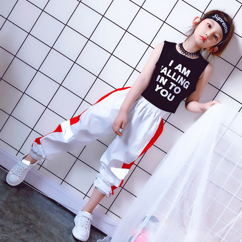 Girls hip-hop suits jazz dance hip-hop dance suits 2022 summer new middle-aged children suits summer costumes