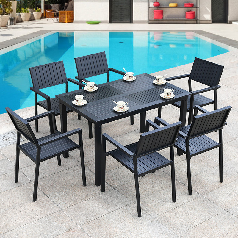 Outdoor table and chairs patio open air balcony Leisure chair embalming wood plastic wood garden outdoor table and chairs combined brief for home