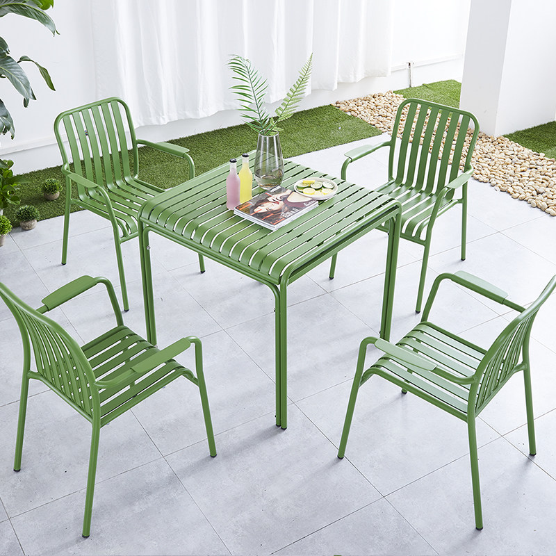 Outdoor Leisure Table and Chair CourtyIron Color Table and Chair Set Combined Modern minimal milk tea shop balcony tea table