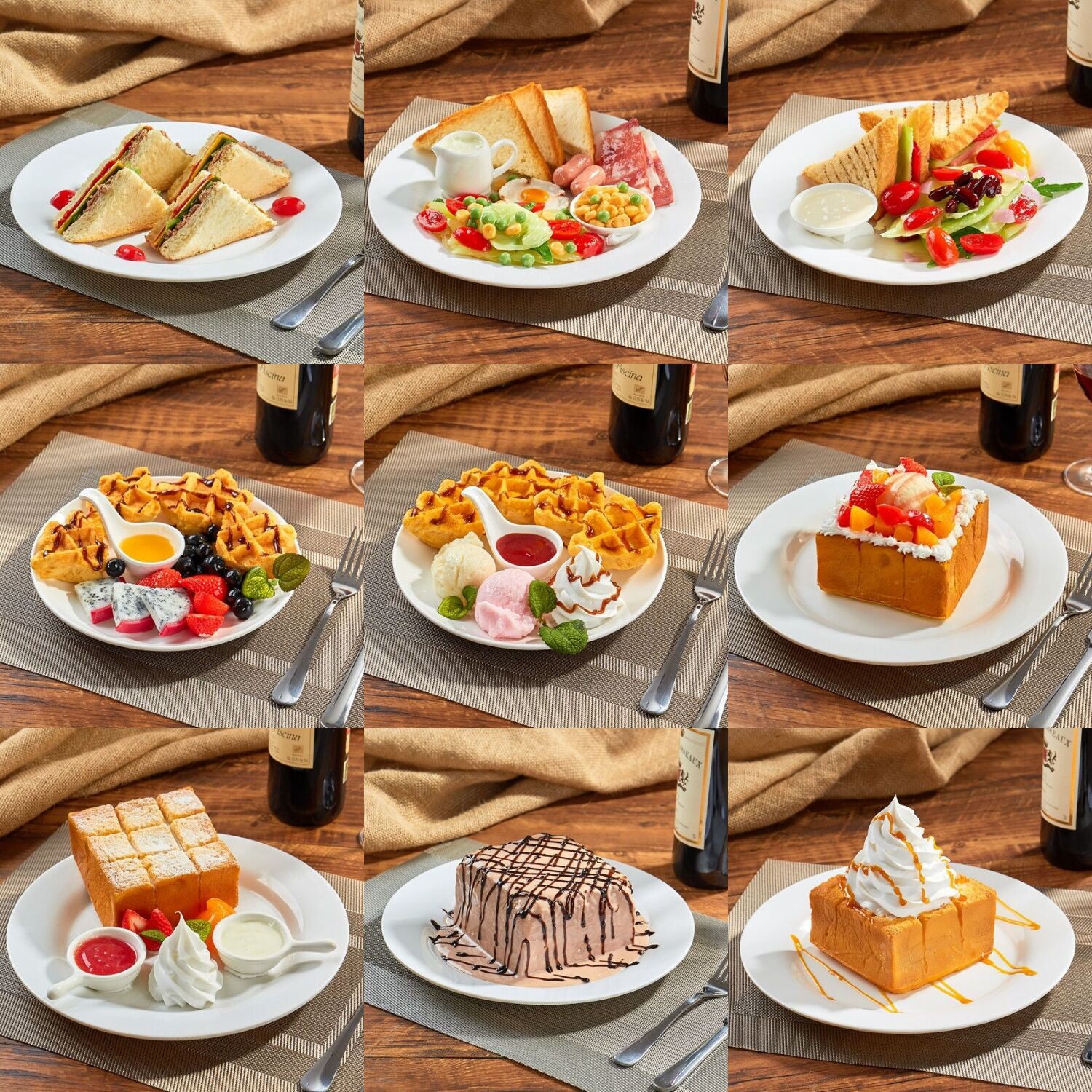 New diffuse coffee muffin full set of Western food simulation waffle model thick toast model toast sandwich model