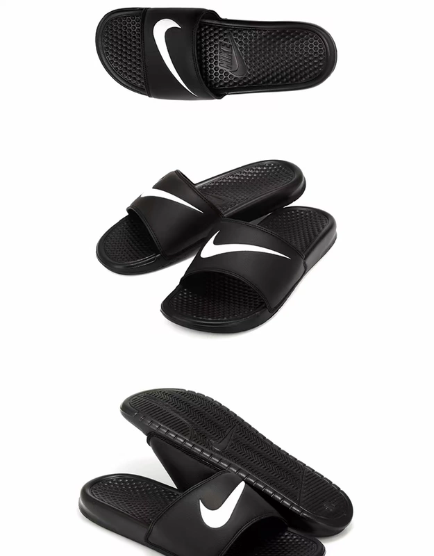 Cửa giày NIKE BENASSI SWOOSH JDI dép thể thao màu đen và trắng đôi mẫu 343880 312618