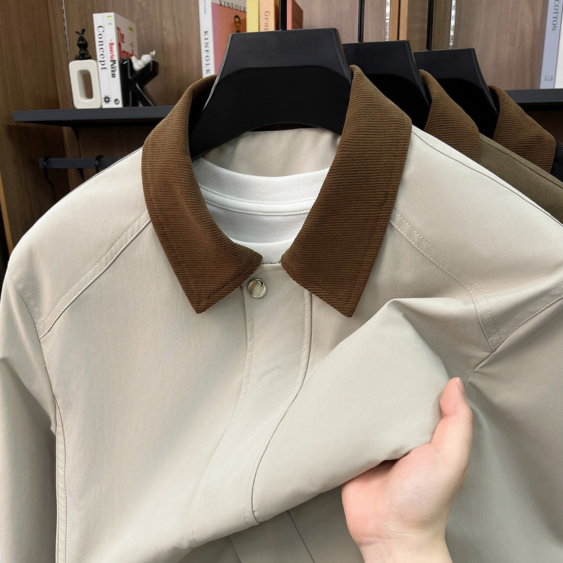 High-End Men's Jacket for Spring and Autumn 2026, New Trendy Brand Loose Workwear Jacket with a Turn-Down Collar, Casual Top for Middle-Aged Men High-End Men's Jacket for Spring and Autumn 2026, New Trendy Brand Loose Workwear Jacket with a Turn-Down Collar, Casual Top for Middle-Aged Men