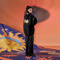 BIPOLAR day and moon hippie hooded sweater national trend hip hop street loose leisure autumn winter coat men