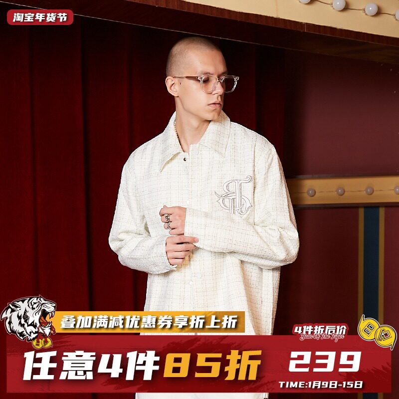 BIPOLAR veneer plaid jacket national trend autumn New Hip Hop American street loose coat men