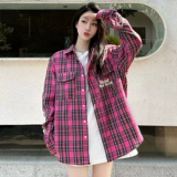 Ретро рубашка, лонгслив, куртка, демисезонный кардиган, в американском стиле