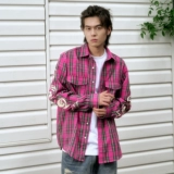 Ретро рубашка, лонгслив, куртка, демисезонный кардиган, в американском стиле