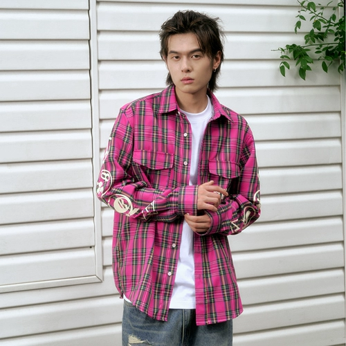 Ретро рубашка, лонгслив, куртка, демисезонный кардиган, в американском стиле