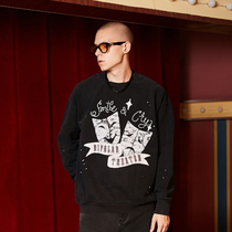 BIPOLAR Theater smiles at the sweater and adds velvet to the trend of American-style autumn new product hip-hop loose round neck coat male