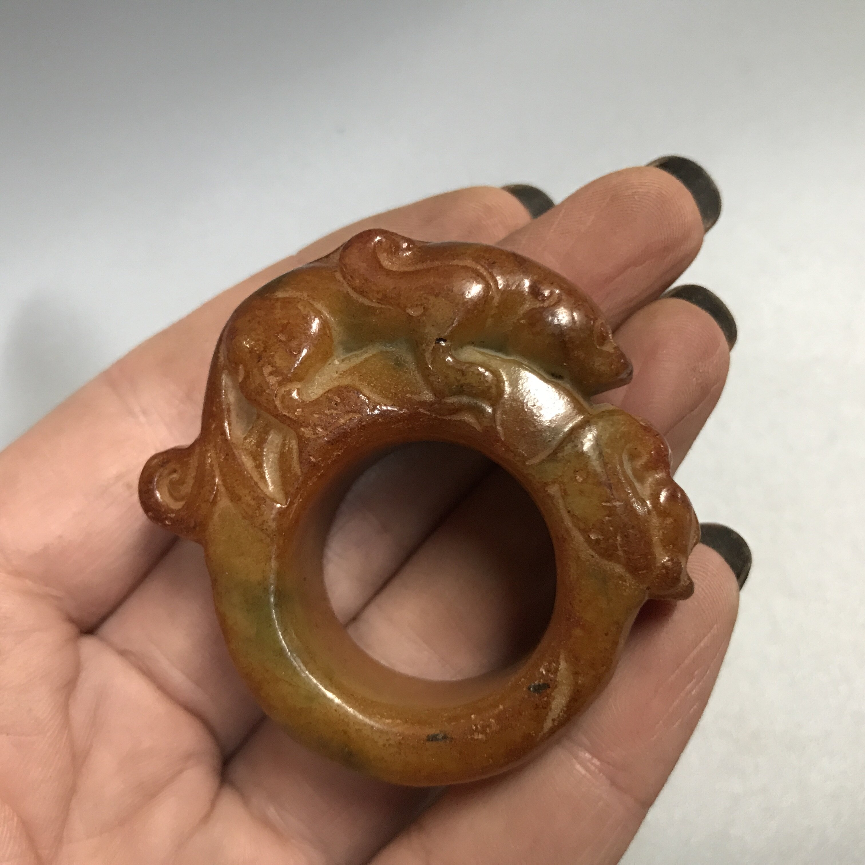 High Ancient Jade War Country Antique Ancient Play Jade Jade Vintage Jade Jade God Beast Ring Pendant collection of the high ancient jade and old objects collection