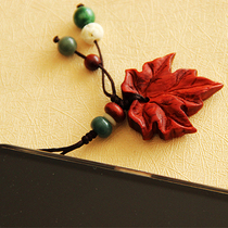 Red sandalwood Maple Leaf Ebony cinnabar gourd men and women creative antique mobile phone chain ornaments pendant